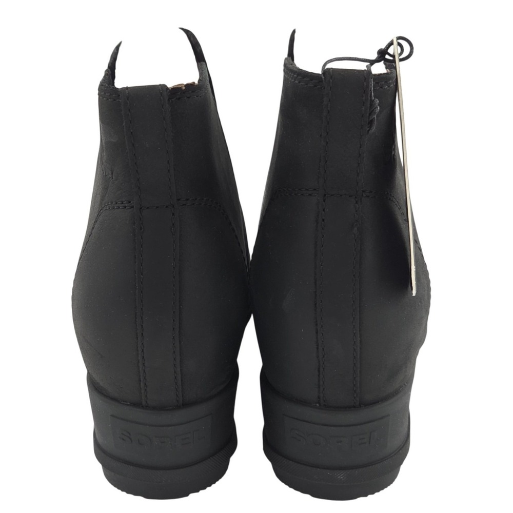 Sorel Evie Pull On Booties Women 11 Black Waterproof Leather Wedge Boot NEW - Picture 5 of 11